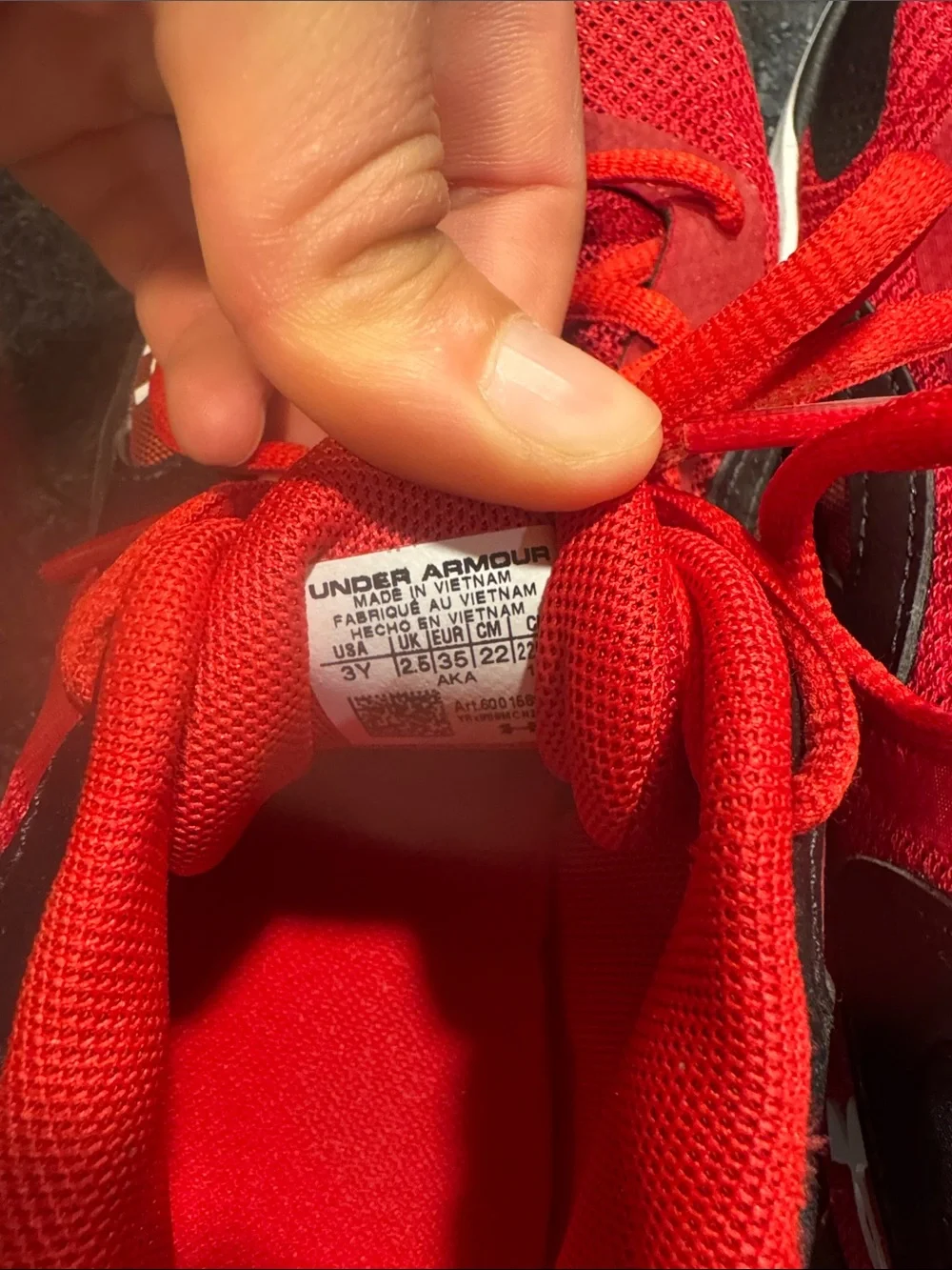 Under Armour Kids Red and Black Athletic Sneakers NWOT